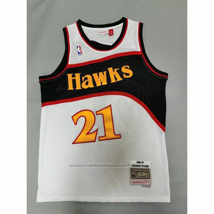 Maillot Atlanta Hawks Dominique Wilkins #21 Mitchell & Ness 1986-87 Blanc